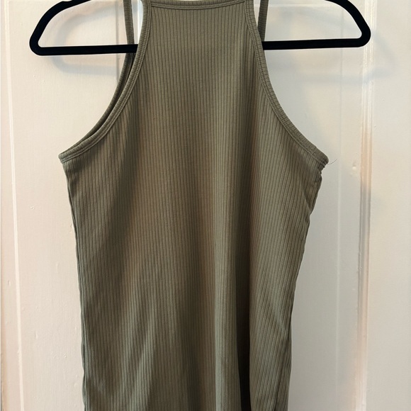 Klassy Network Ribbed High Neck Brami, Olive Green Tank Top - Picture 4 of 4
